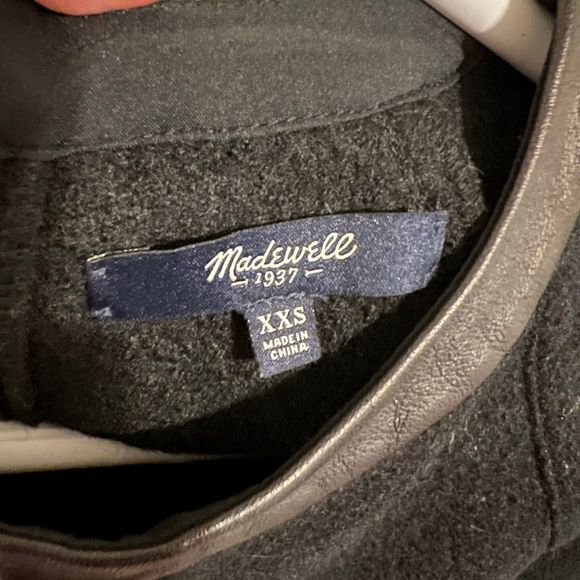 MADEWELL Structured Sweater Black Wool Leather Trim Size XXS - Picture 11 of 12